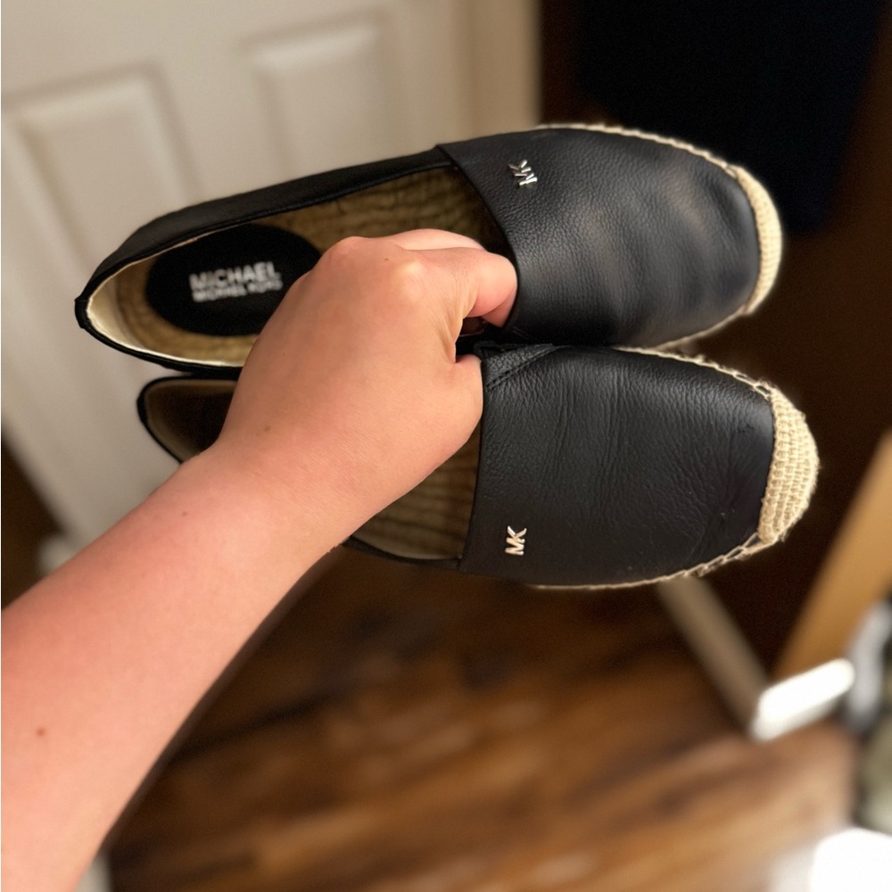 Michael Kors Black Leather Espadrilles